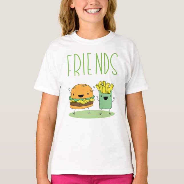 T-shirt Hamburger et frites meilleur ami (Devant)