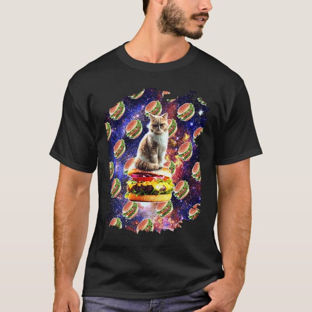 T-shirt Hamburger Space Cat On Burger (Devant)