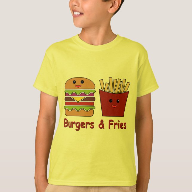 T-shirt Hamburgers et fritures (Devant)