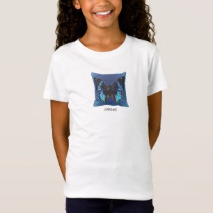 T-Shirt HAMbWG Girls Blue Butterfly Fitting Babydoll T