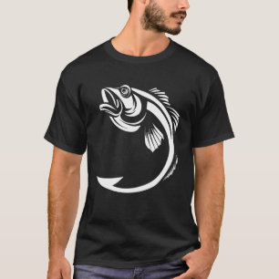 T-shirt Hameçon d'art minimal amateur de pêche au bar pêch