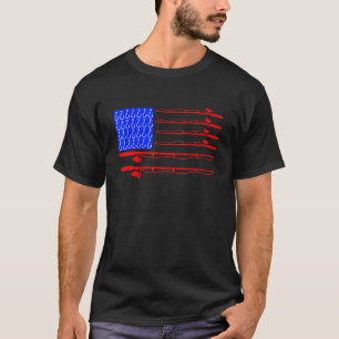 T-shirt Hameçon de pêche patriotique 4 juillet poisson amé