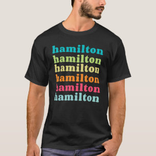 T-shirt Hamilton Ontario ON Colorful Repeating Text