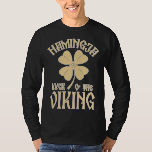 T-shirt Hamingja Luck o the Viking Shamrock Aegeshjalmur V (Devant)