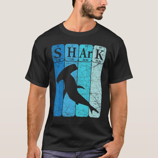 T-shirt Hammerhead Shark Periodic Table Elements Retro Sha (Devant)