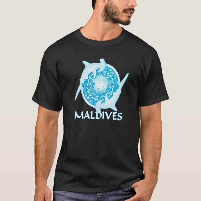 T-shirt Hammerhead Shark Republic Of Maldives Diving (Devant)