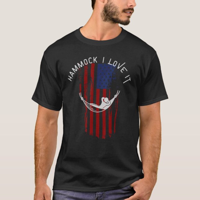 T-shirt Hammock Je l'aime avec American Flag (Devant)