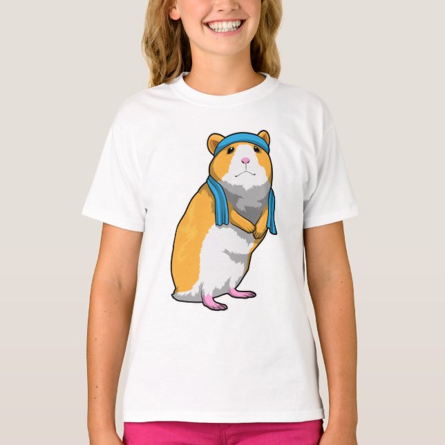 T-shirt Hamster à Fitness avec serviette (Devant)