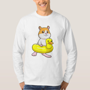 T-shirt Hamster à la plage avec canard comme anneau de nag