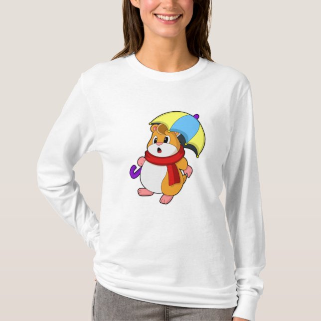 T-shirt Hamster à la pluie avec parapluie (Devant)