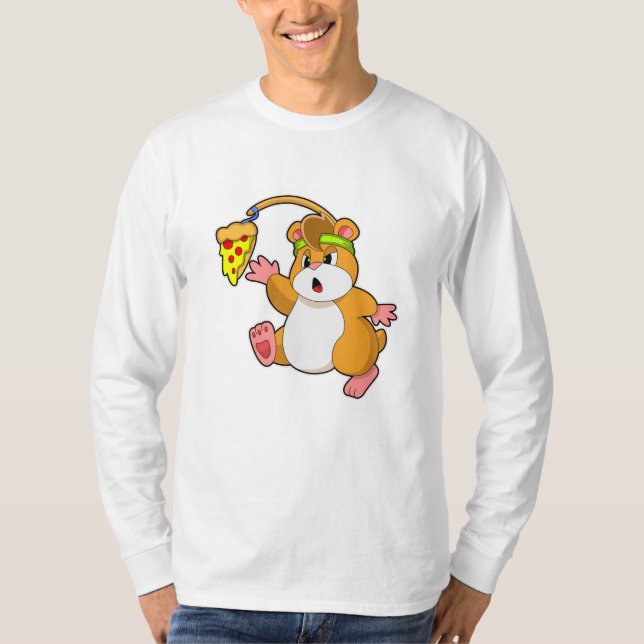 T-shirt Hamster à manger avec pizza (Devant)