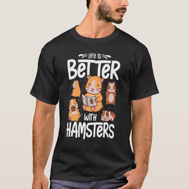 T-shirt Hamster Animaux Animaux Cute Cages Ball Roue Alime (Devant)