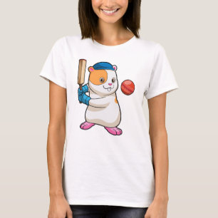T-shirt Hamster au cricket avec batte de cricket & Casquet