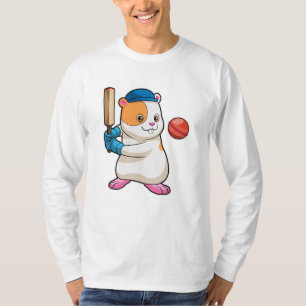 T-shirt Hamster au cricket avec batte de cricket & Casquet