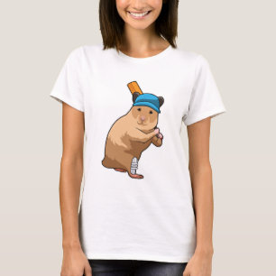 T-shirt Hamster au cricket avec chauve-souris de cricket