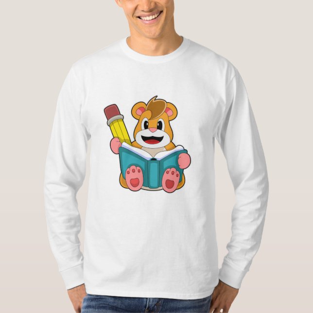 T-shirt Hamster avec livre et stylet (Devant)