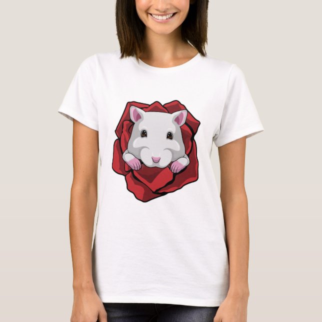 T-shirt Hamster avec Rose (Devant)