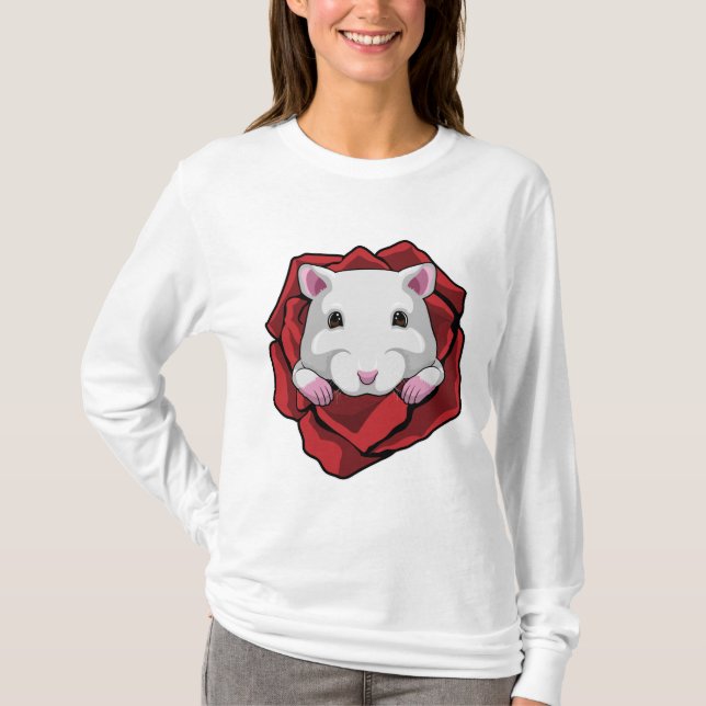 T-shirt Hamster avec Rose (Devant)