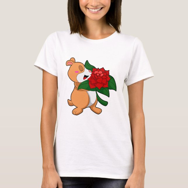 T-shirt Hamster avec Rose à fleurs (Devant)