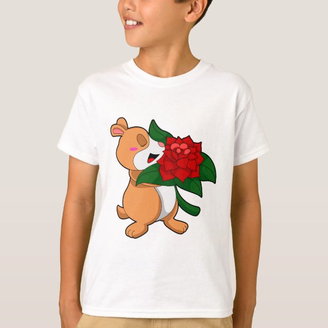 T-shirt Hamster avec Rose à fleurs (Devant)