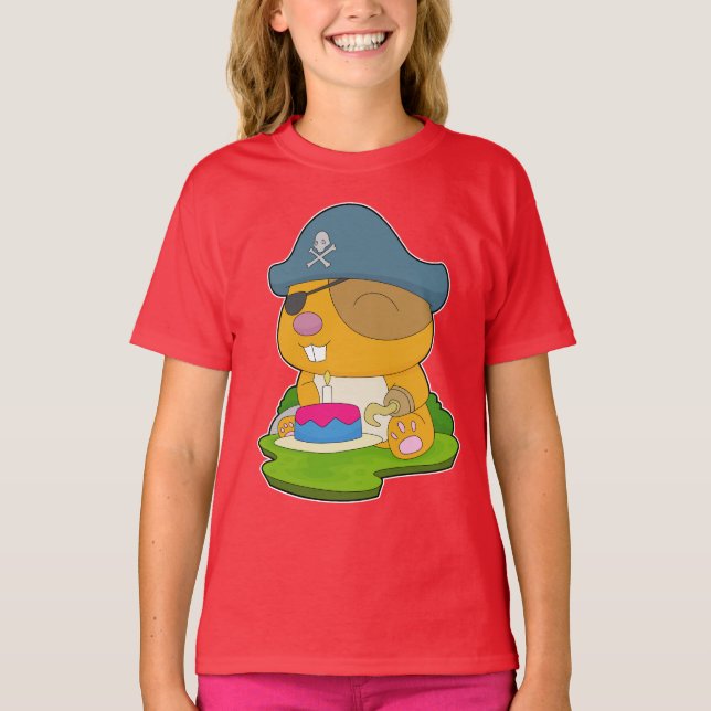 T-shirt Hamster Birthday Pirate (Devant)