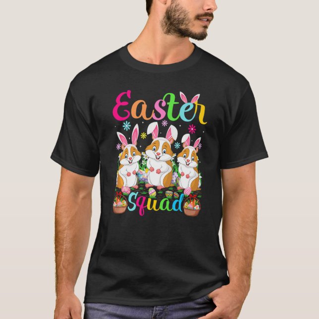 T-shirt Hamster Bunny Ear Drôle Easter Squad Hamster Happy (Devant)
