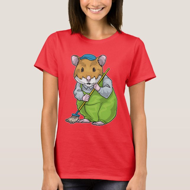 T-shirt Hamster Cleaning staff Mop (Devant)