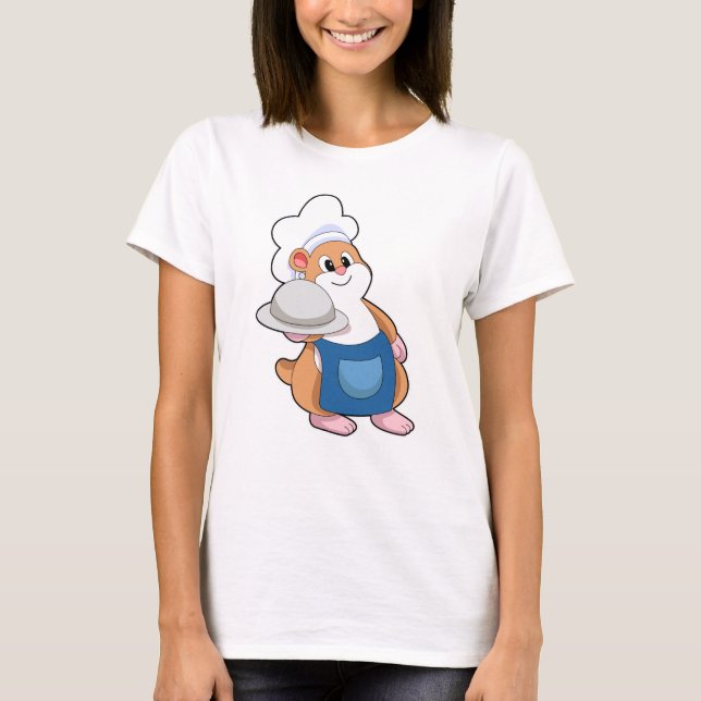 T-shirt Hamster comme cuisinier avec Plateau (Devant)