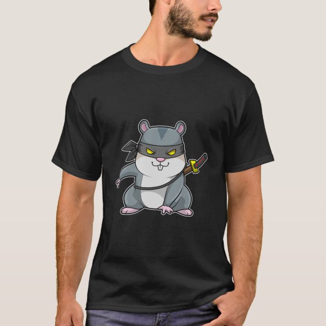 T-shirt Hamster comme Ninja dans les arts martiaux avec ép (Devant)