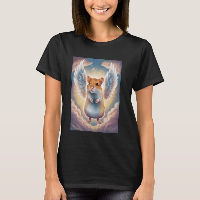 T-shirt Hamster Cute Avec Ailes Anges Entre Nuages Esprit (Devant)