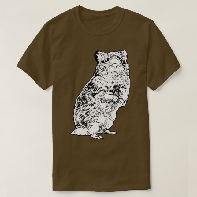T-shirt hamster de dessin noir et blanc (Design devant)
