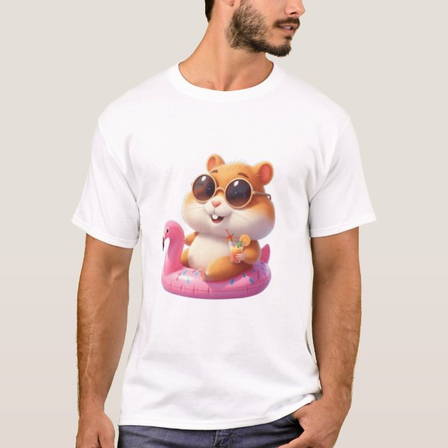 T-shirt Hamster du Jour de la Piscine - Cool Summer TinyFu (Devant)