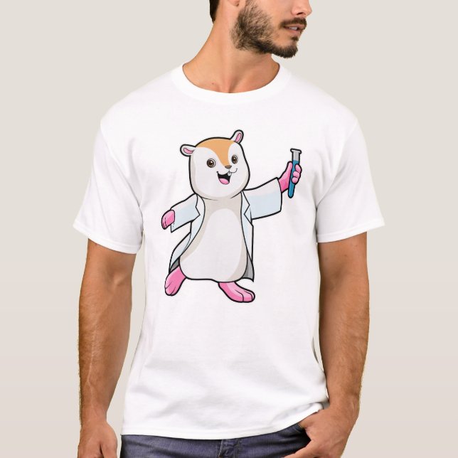T-shirt Hamster en tant que scientifique avec tube d'essai (Devant)