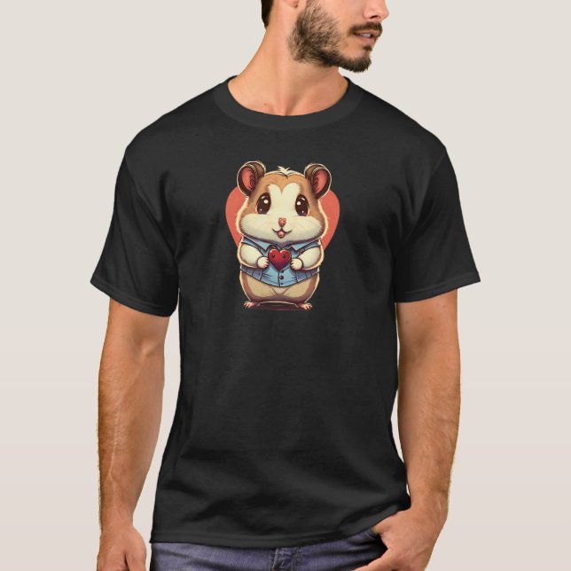 T-shirt Hamster Holding Heart Design Hamster Valentines Da (Devant)