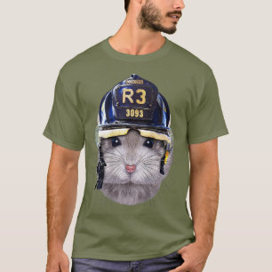 T-shirt Hamster nain gris portant le casque de pompier