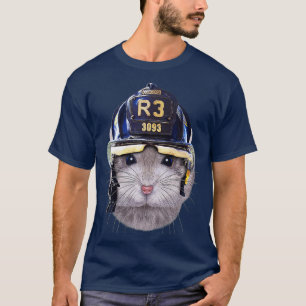T-shirt Hamster nain gris portant le casque de pompier