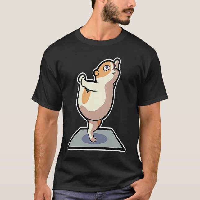T-shirt Hamster Yoga Poses Sport Gymnastics Ohm Heartbeat  (Devant)