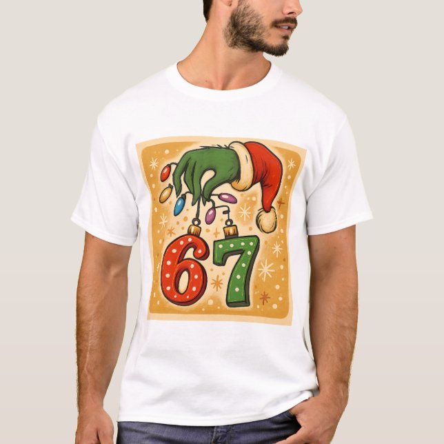 T-shirt Hand Christmas Ornament 6 7 Funny Holiday (Devant)