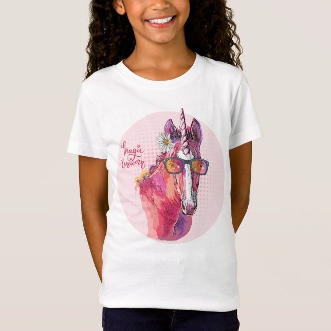 T-Shirt Hand drawing pink Unicorn (Devant)