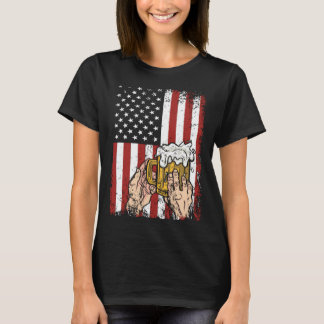 T-shirt Hand Holding Beer USA flag