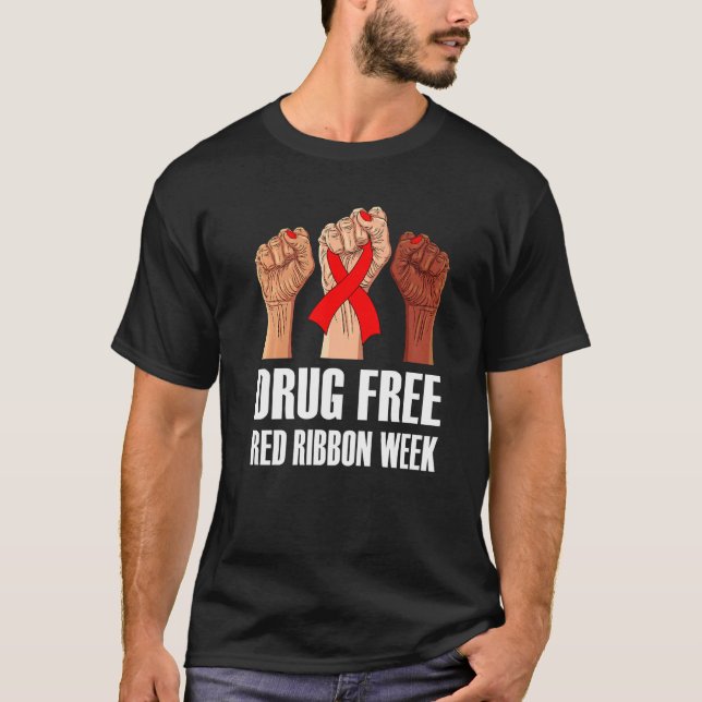 T-shirt Hand In October We Wear Red Ribbon Week Awareness  (Devant)