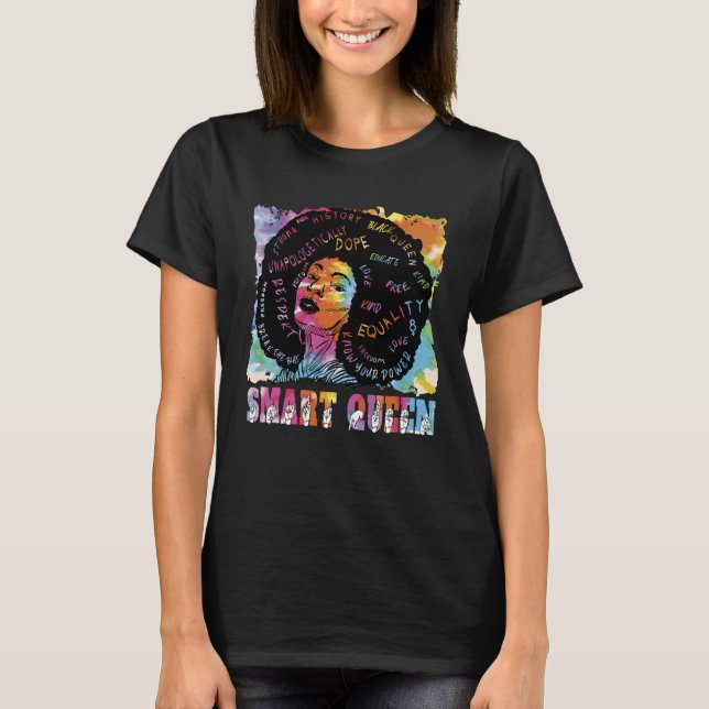T-shirt Hand Sign Language ASL Smart Queen Pretty Black Hi (Devant)