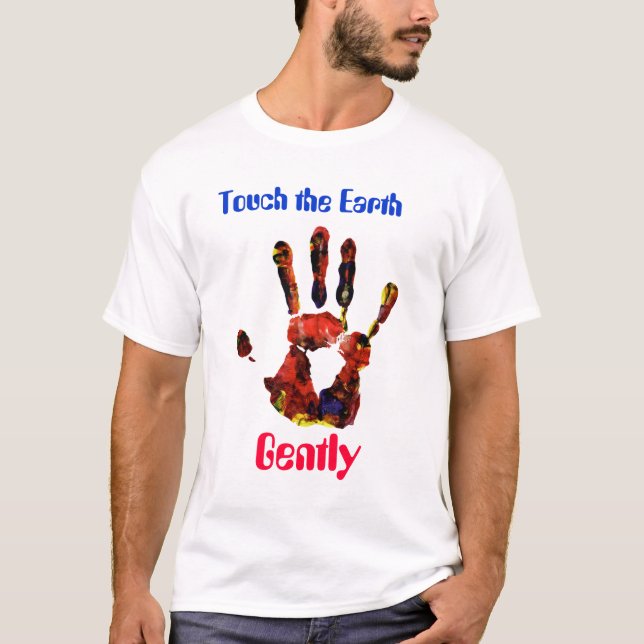 T-shirt handprint2, touchent la terre, doucement (Devant)