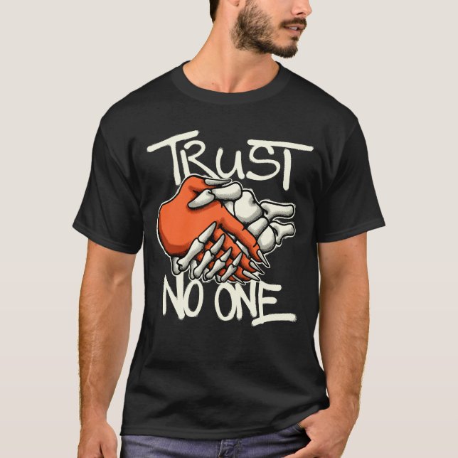T-shirt handshake demon hand and skeleton streetwear  (Devant)