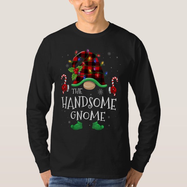 T-shirt Handsome Gnome Buffalo Plaid Matching Family Chris (Devant)