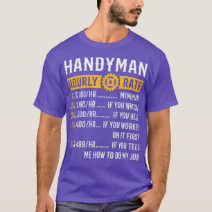 T-shirt Handyman Horaire Note Drôle Handyman Cadeaux