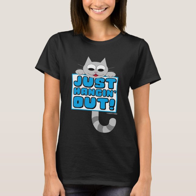 T-shirt HANGIN' SORT ! Chat caricature mignon (Devant)