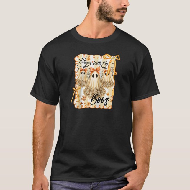 T-shirt Hangin with My Boos Retro Coquette Bow Ghosts Hall (Devant)