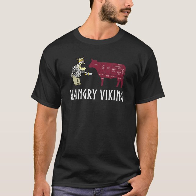 T-shirt Hangry Viking Hungry Scandinavian Norse Beef (Devant)