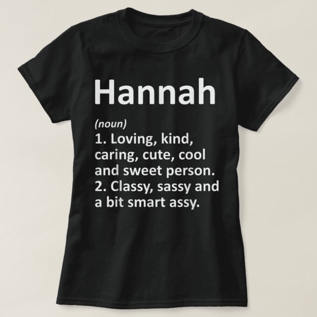 T-shirt HANNAH Définition Nom personnalisé Amusant Anniver (Design devant)